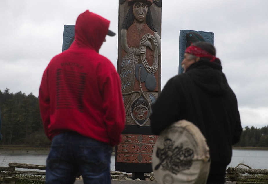 Jewell James and Jay Julius after Lummi Ceremony for Orcas